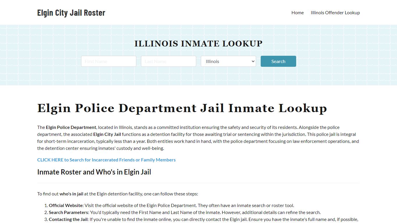 Elgin Police Department & City Jail, IL Inmate Roster, Arrests, Mugshots