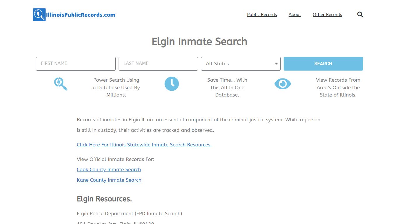 Elgin Inmate Search - EPD IL Current & Past Jail Records